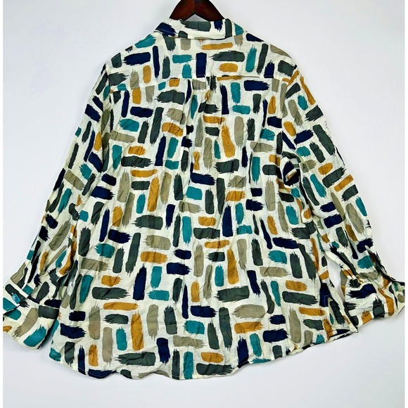 Nwt Multiples Print Button Shirt Size XL Paint Swatch Artsy Top Colorful - Picture 8 of 15
